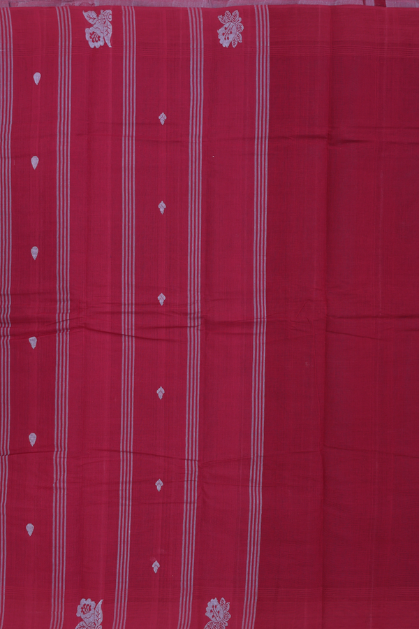 Kanchi Cotton Saree In Dusty Blue With Threadwork Buttas