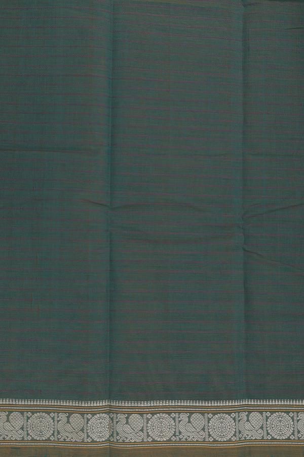 Kanchi Cotton Saree In Green With Stripes Design