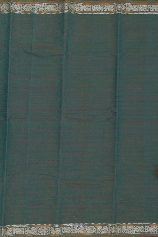 Kanchi Cotton Saree In Green With Stripes Design