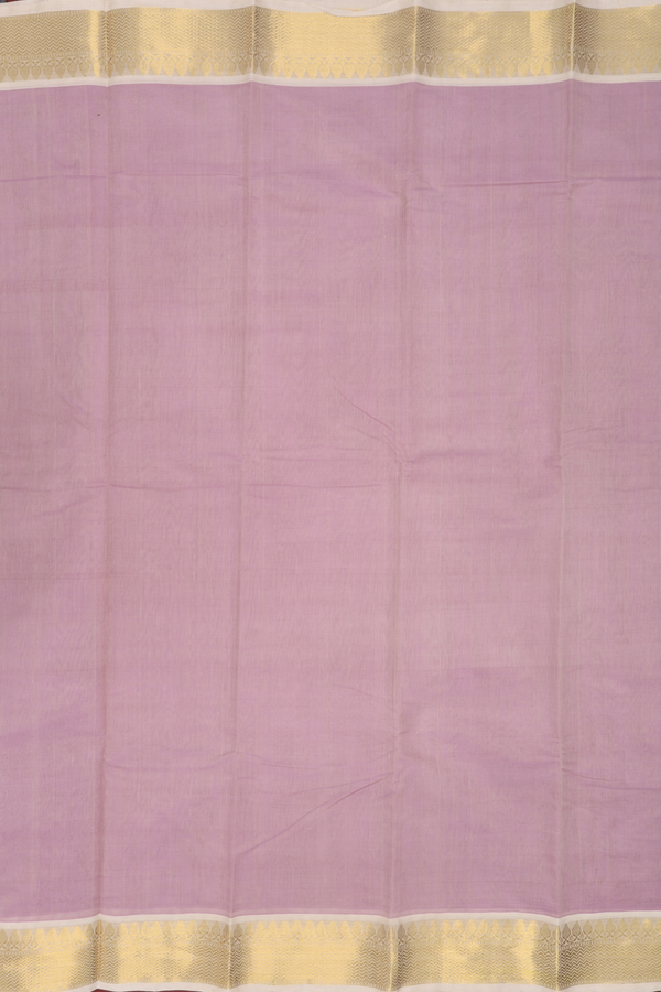 Kanchi Cotton Saree In Dusty Purple With Zari Border