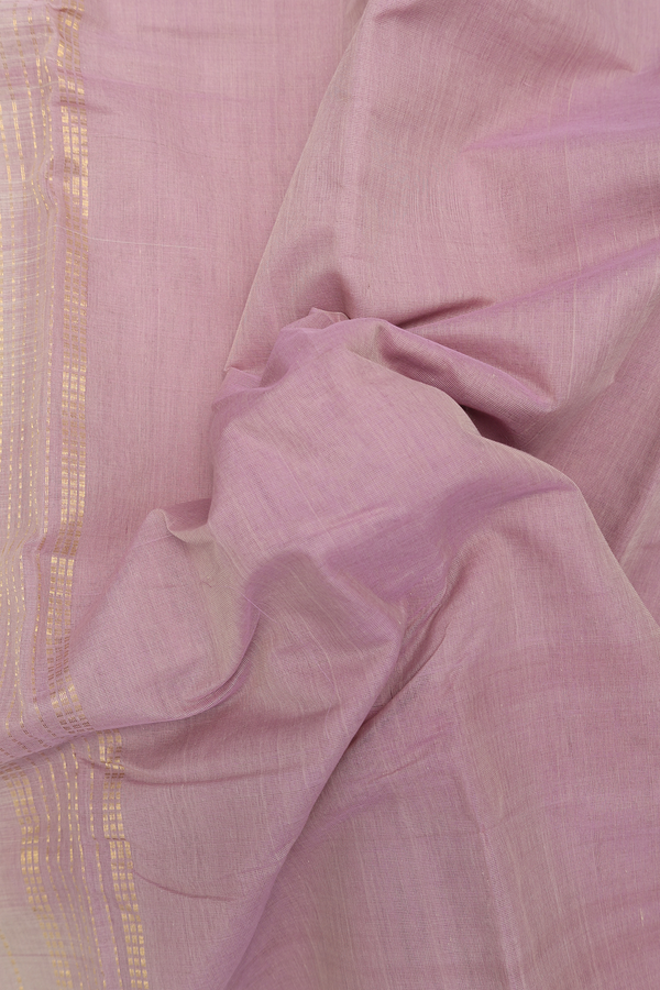 Kanchi Cotton Saree In Dusty Purple With Zari Border
