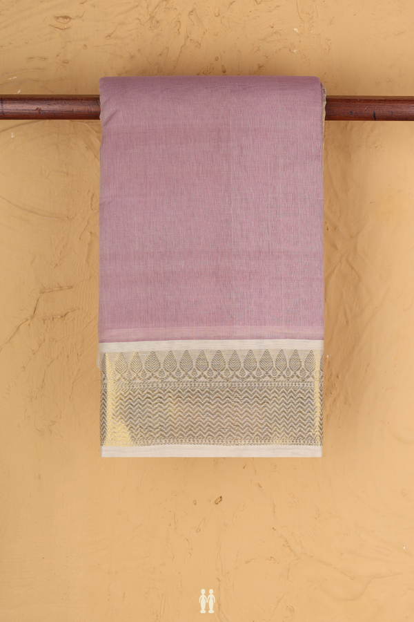 Kanchi Cotton Saree In Dusty Purple With Zari Border