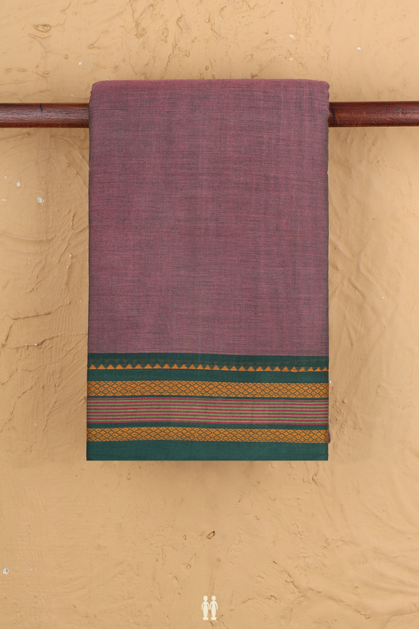 Kanchi Cotton Saree In Dusty Rose Pink With Contrast Border