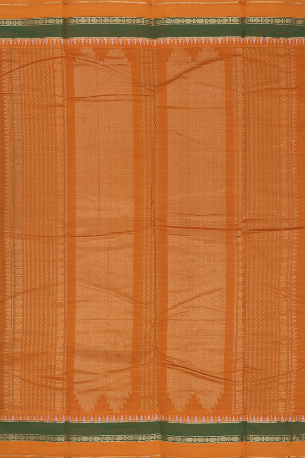 Kanchi Cotton Saree In Forest Green With Checks Design