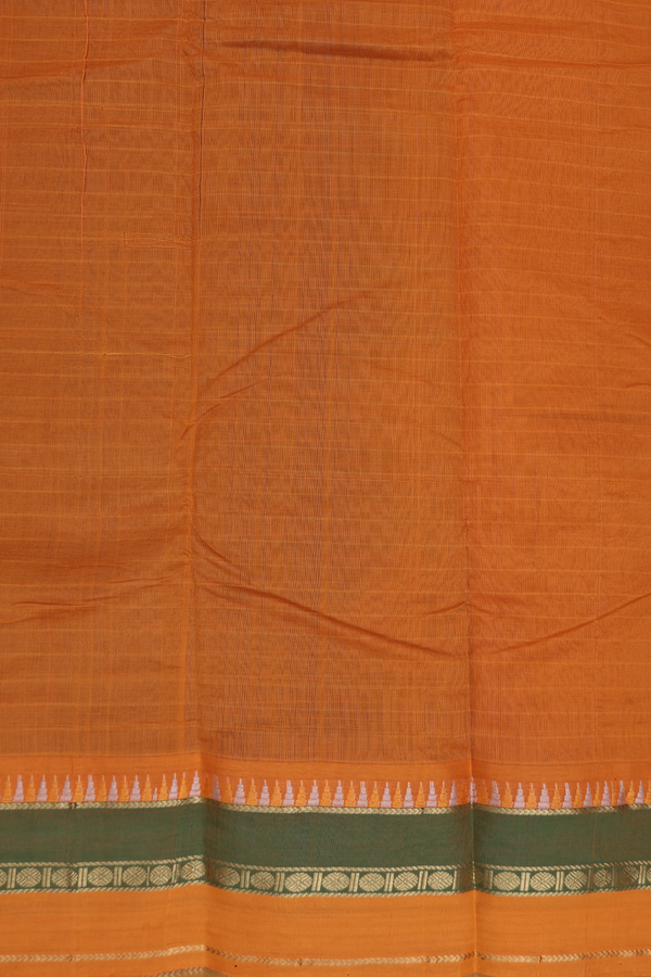 Kanchi Cotton Saree In Forest Green With Checks Design