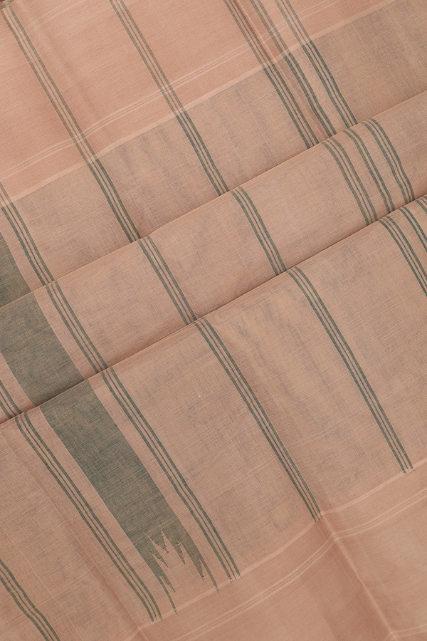 Kanchi Cotton Saree In Forest Green With Contrast Border