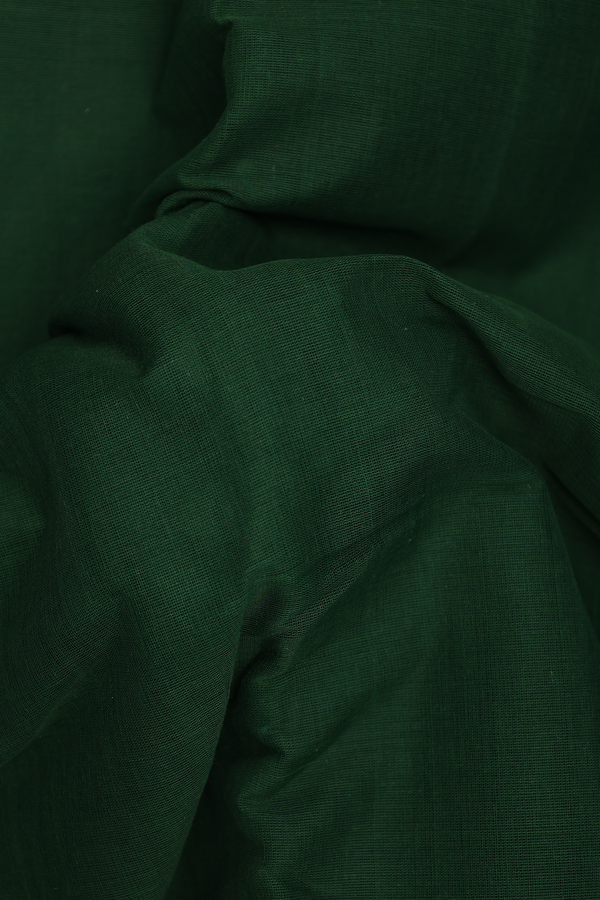Kanchi Cotton Saree In Forest Green With Contrast Border