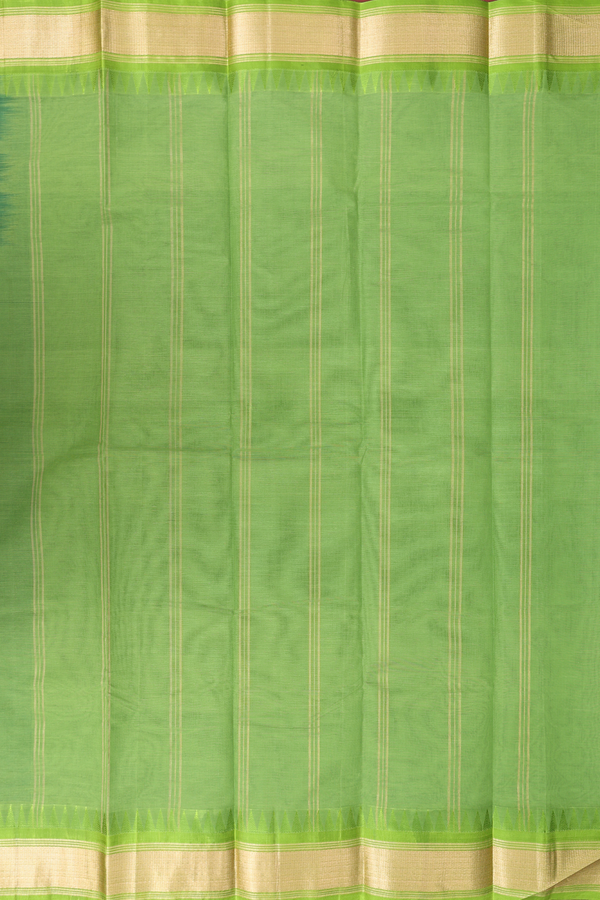 Kanchi Cotton Saree In Forest Green With Contrast Silk Border