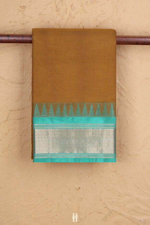 Kanchi Cotton Saree In Golden Brown With Silk Border