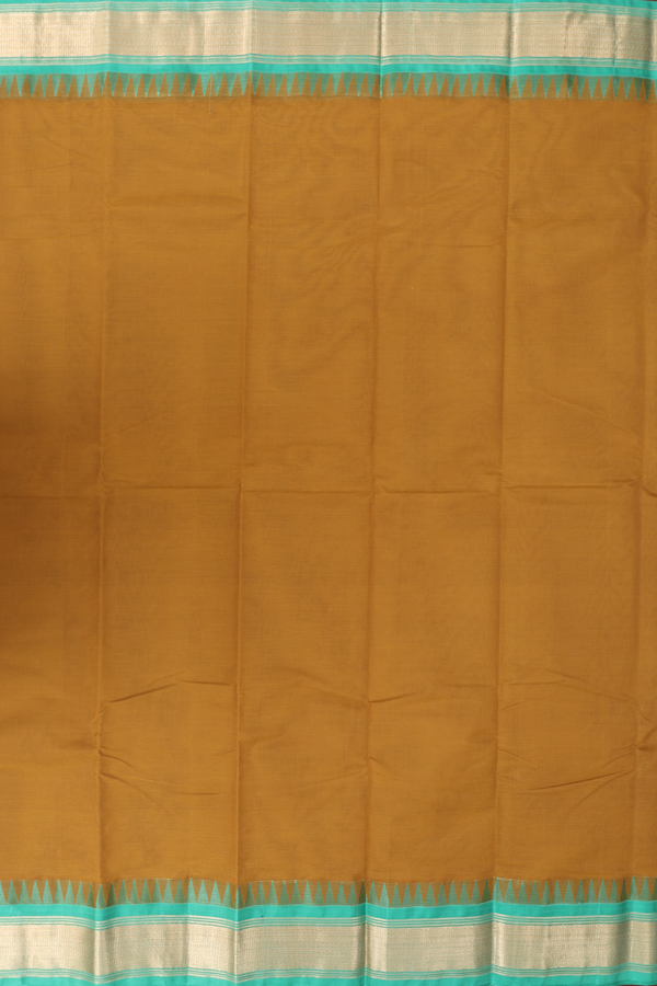 Kanchi Cotton Saree In Golden Brown With Silk Border