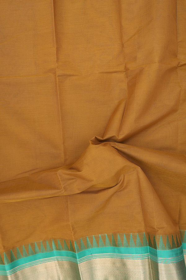 Kanchi Cotton Saree In Golden Brown With Silk Border