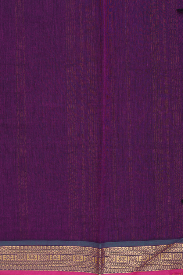 Kanchi Cotton Saree In Grape Purple With Contrast Border