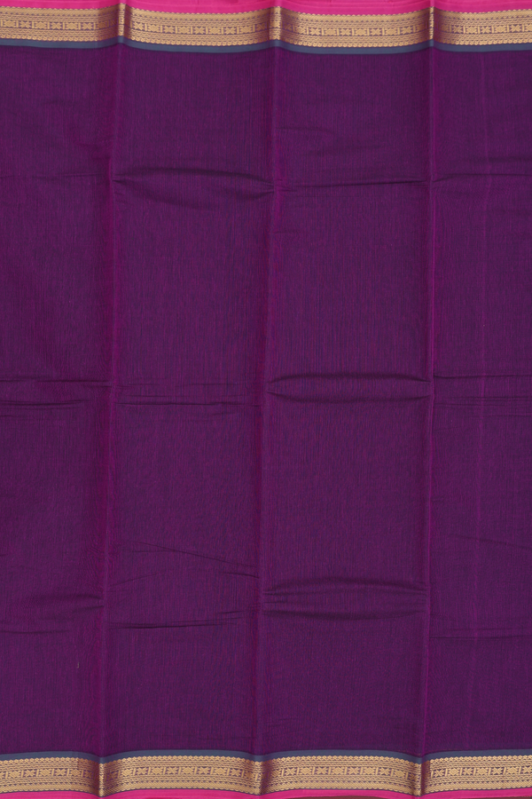 Kanchi Cotton Saree In Grape Purple With Contrast Border