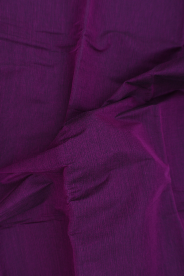 Kanchi Cotton Saree In Grape Purple With Contrast Border