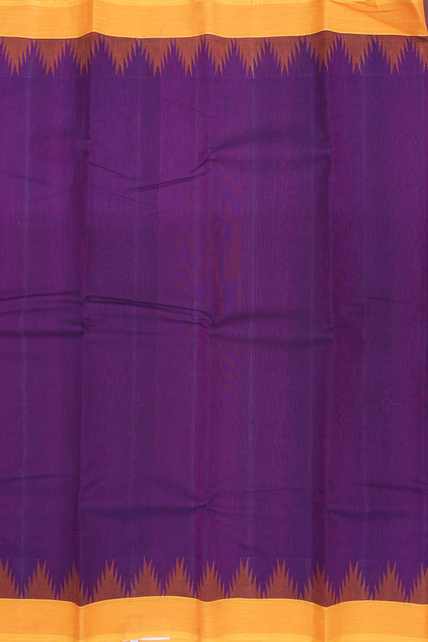 Kanchi Cotton Saree In Grape Purple With Temple Border