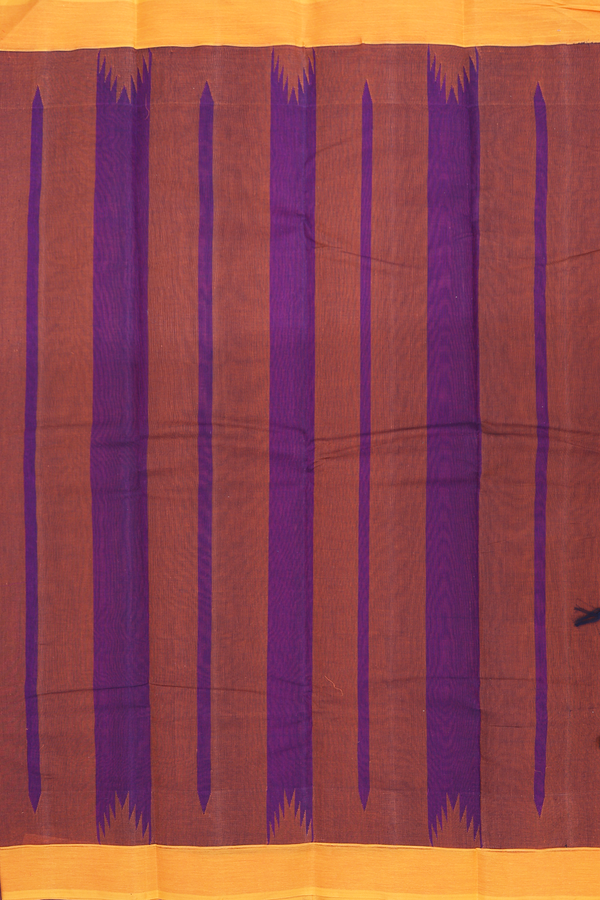 Kanchi Cotton Saree In Grape Purple With Temple Border