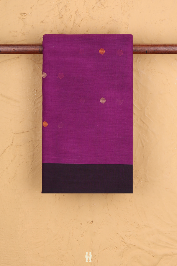 Kanchi Cotton Saree In Grape Purple With Threadwork Buttas