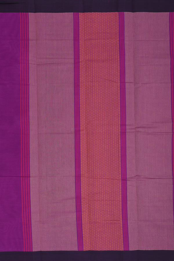 Kanchi Cotton Saree In Grape Purple With Threadwork Buttas