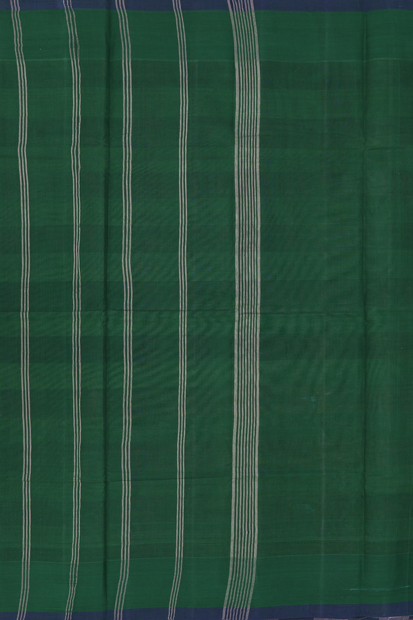 Kanchi Cotton Saree In Green And Brown With Checks Design