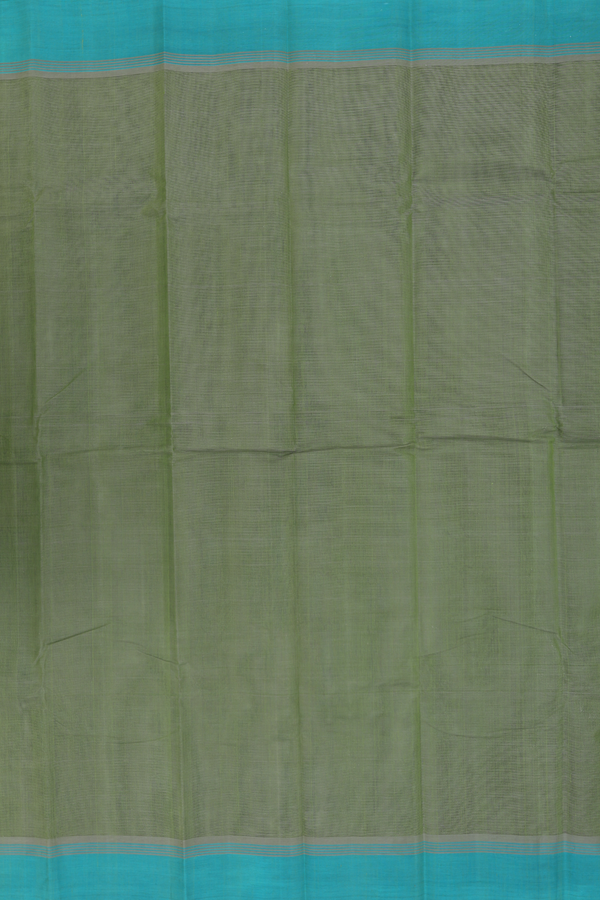 Kanchi Cotton Saree In Green With Contrast Border