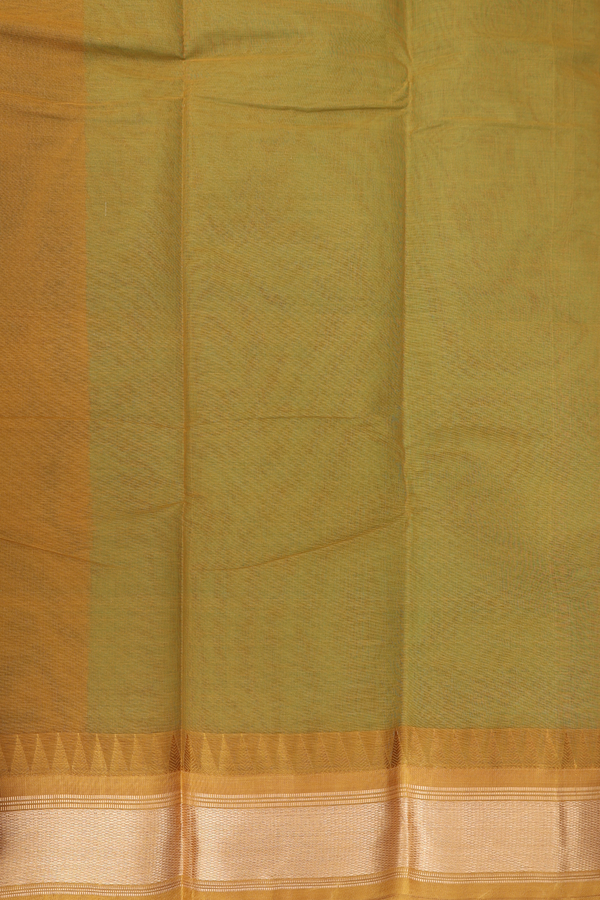 Kanchi Cotton Saree In Green With Contrast Silk Border