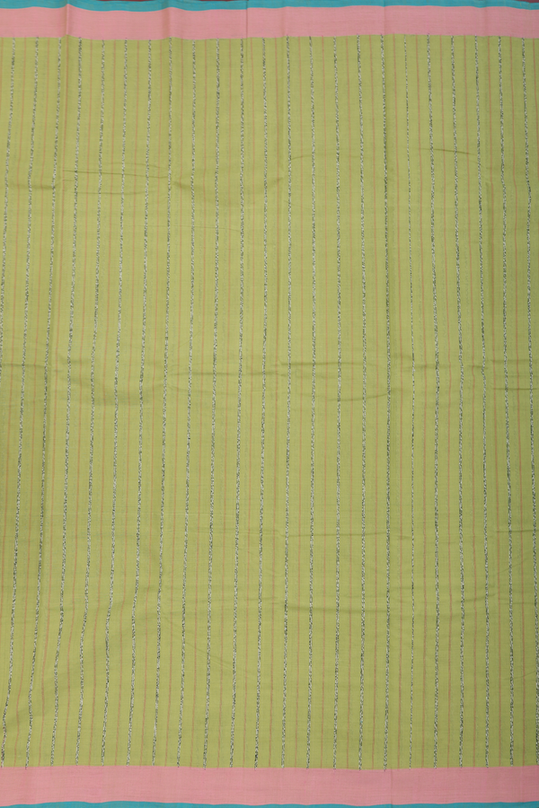 Kanchi Cotton Saree In Green With Stripes Design