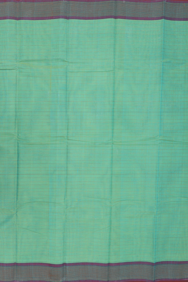 Kanchi Cotton Saree In Green With Stripes Design