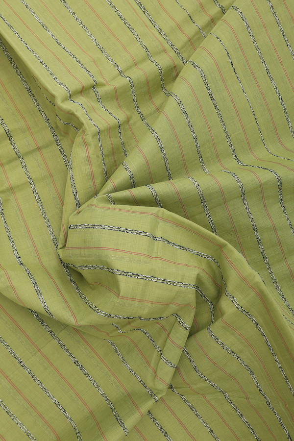 Kanchi Cotton Saree In Green With Stripes Design