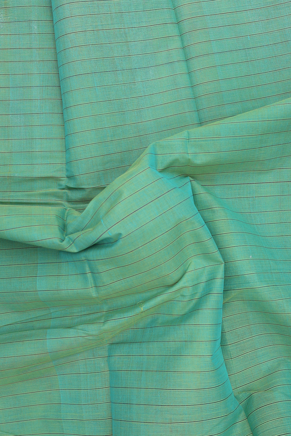 Kanchi Cotton Saree In Green With Stripes Design