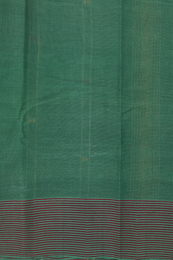 Kanchi Cotton Saree In Greenish Brown With Threadwork Buttas