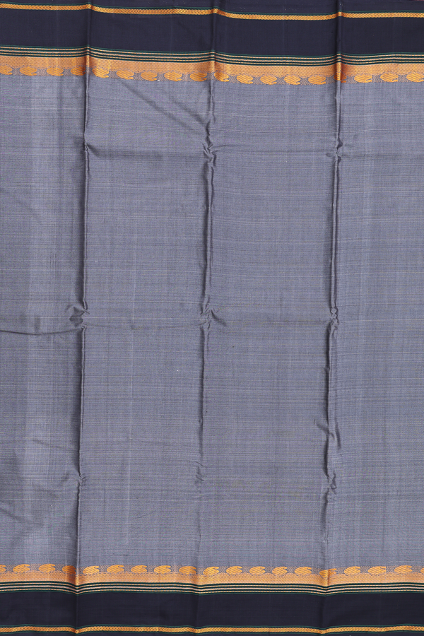 Kanchi Cotton Saree In Grey With Contrast Border