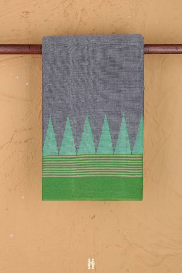 Kanchi Cotton Saree In Grey With Contrast Border