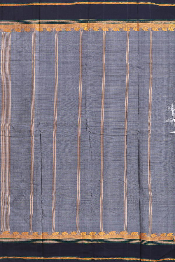 Kanchi Cotton Saree In Grey With Contrast Border