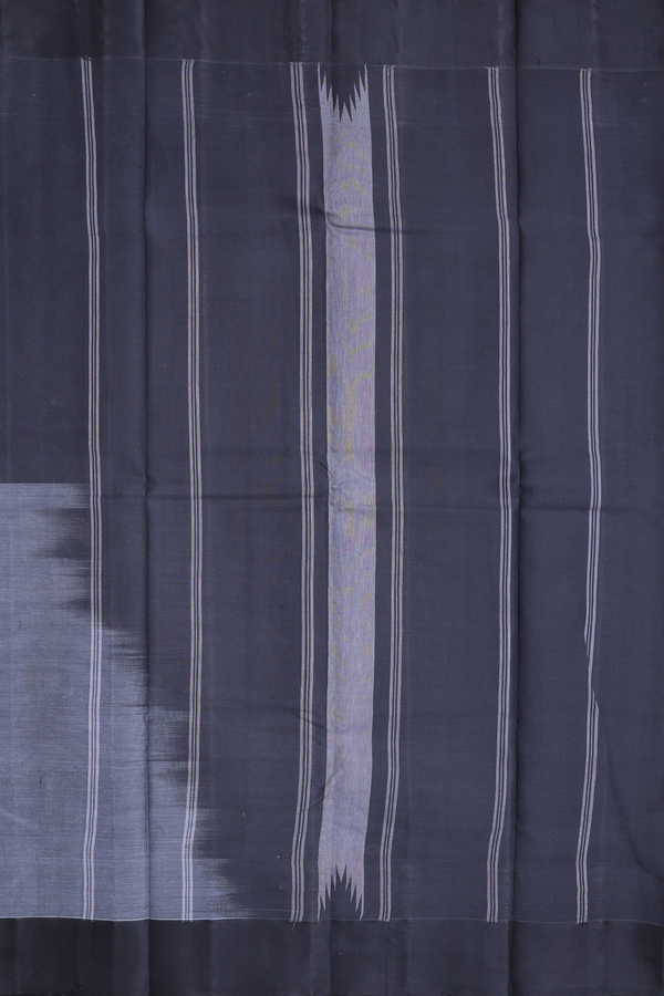 Kanchi Cotton Saree In Grey With Contrast Silk Border