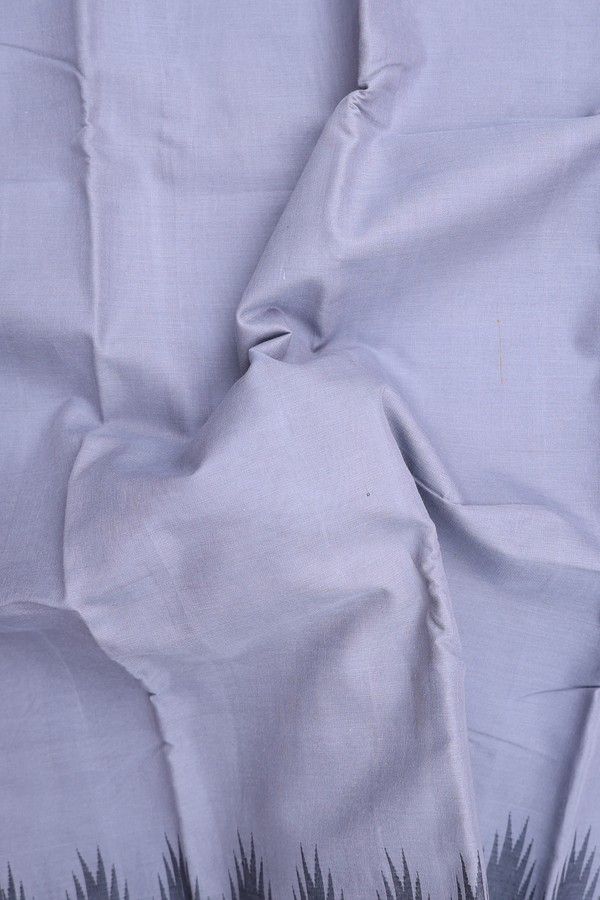 Kanchi Cotton Saree In Grey With Contrast Silk Border