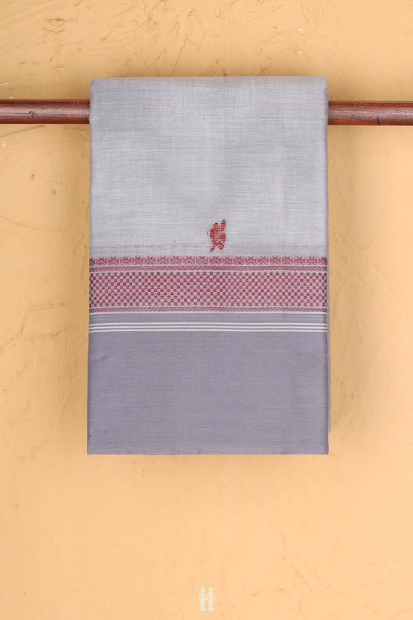 Kanchi Cotton Saree In Grey With Floral Buttas