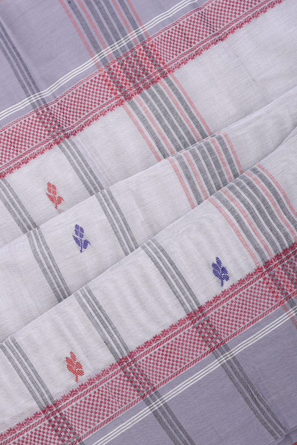 Kanchi Cotton Saree In Grey With Floral Buttas