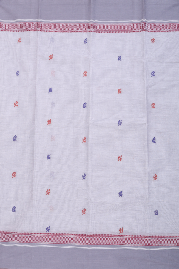 Kanchi Cotton Saree In Grey With Floral Buttas
