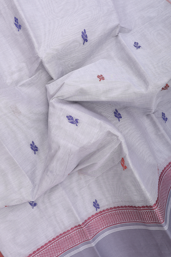 Kanchi Cotton Saree In Grey With Floral Buttas