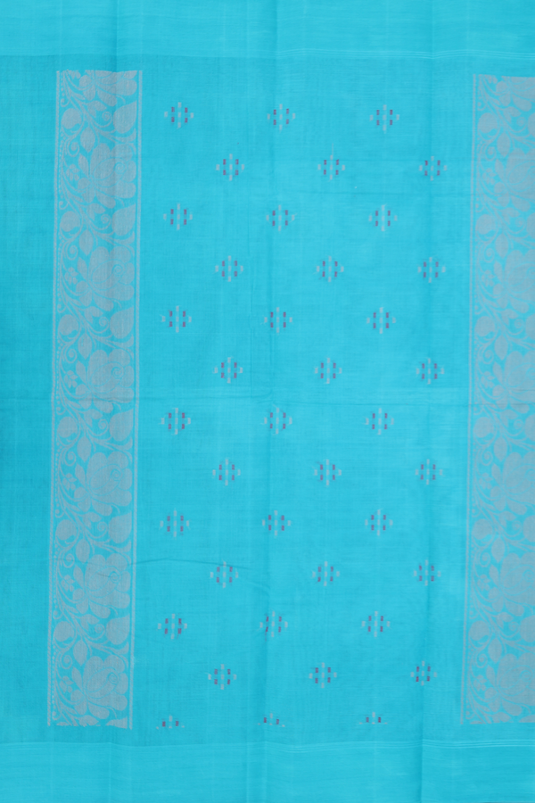 Kanchi Cotton Saree In Grey With Threadwork Buttas