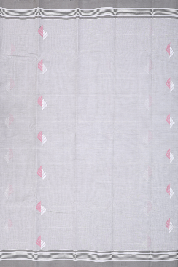 Kanchi Cotton Saree In Grey With Threadwork Buttas