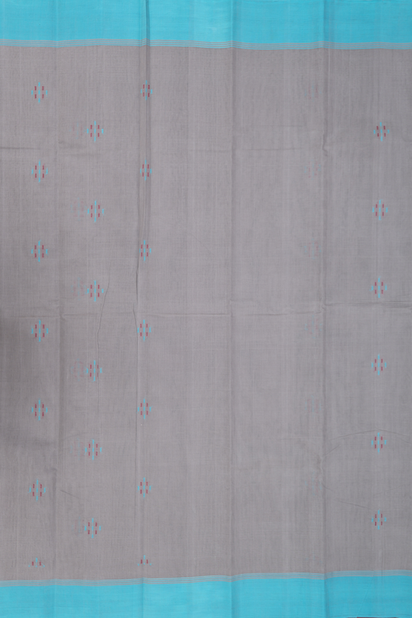 Kanchi Cotton Saree In Grey With Threadwork Buttas