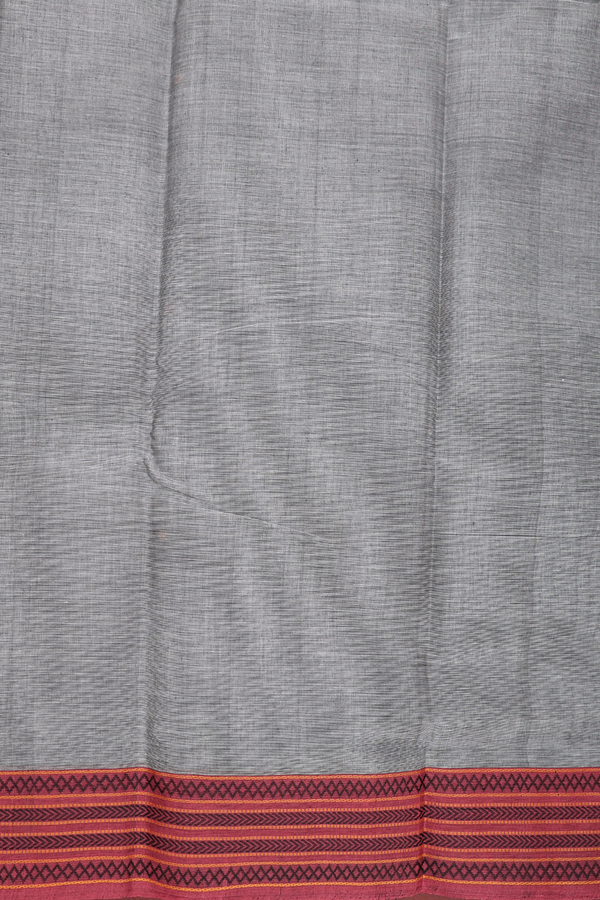 Kanchi Cotton Saree In Grey With Threadwork Buttis