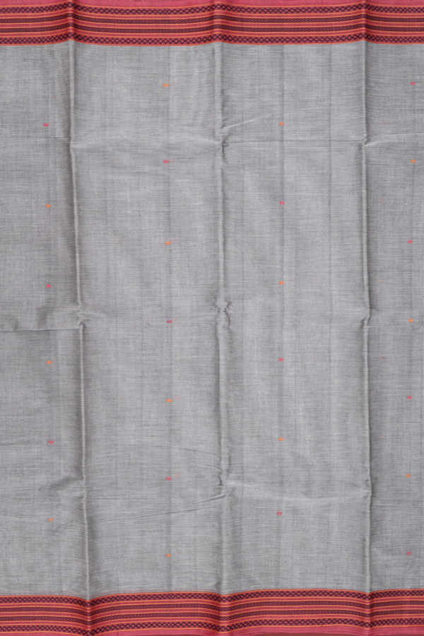 Kanchi Cotton Saree In Grey With Threadwork Buttis