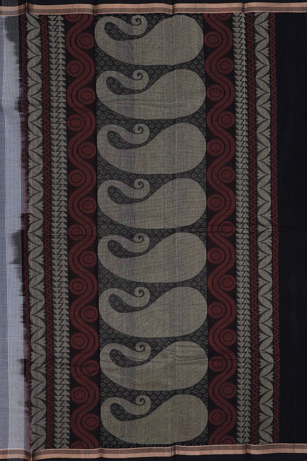 Kanchi Cotton Saree In Grey With Threadwork Motifs