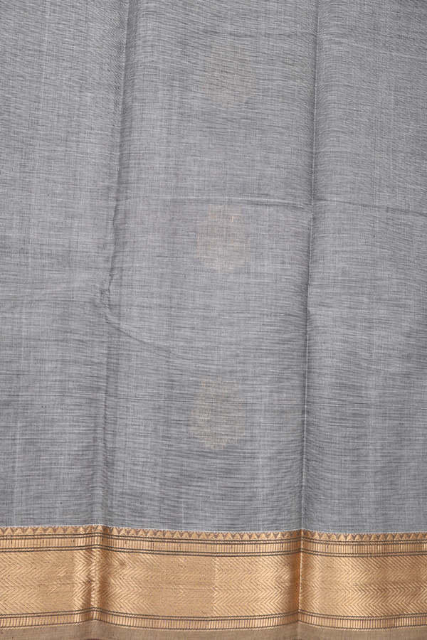 Kanchi Cotton Saree In Grey With Iruthalai Pakshi Buttas
