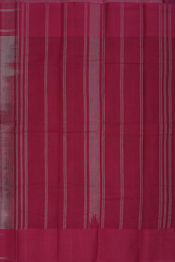 Kanchi Cotton Saree In Greyish Green With Contrast Border