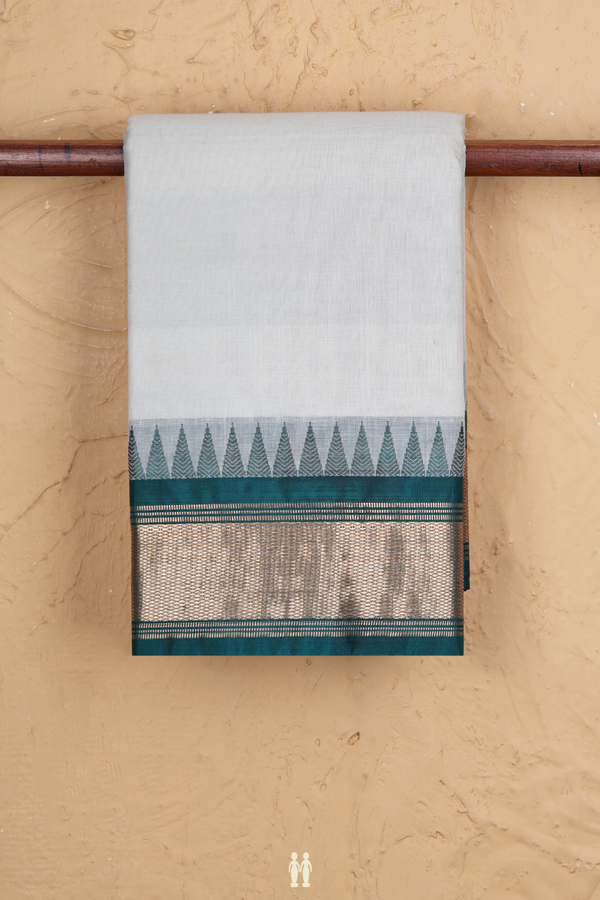 Kanchi Cotton Saree In Off White With Contrast Silk Border