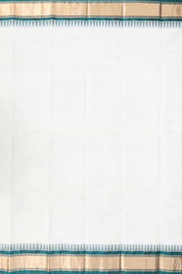 Kanchi Cotton Saree In Off White With Contrast Silk Border
