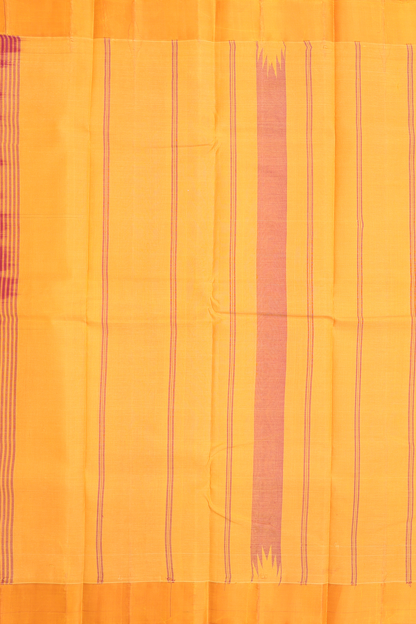 Kanchi Cotton Saree In Hibiscus Red With Contrast Silk Border